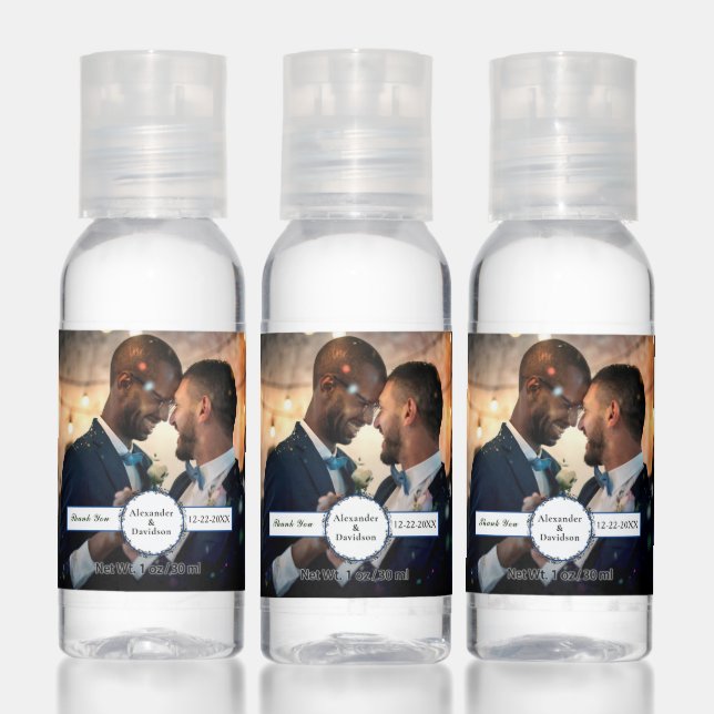 Thank You Wedding Gay Couple Photo Favors Hand Sanitizer (Set)