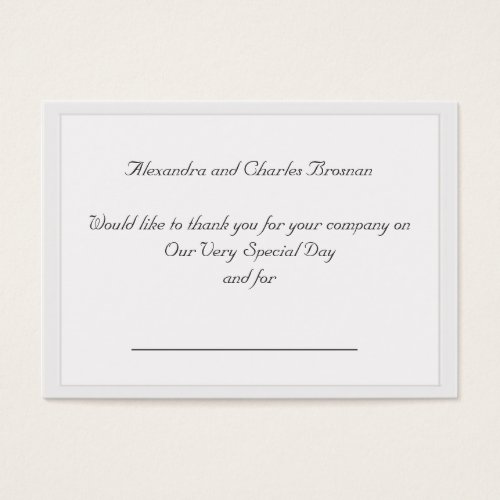 Thank You Wedding Gift Business Card