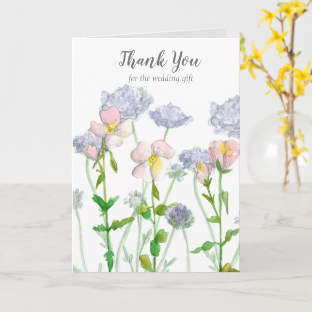 Thank You Wedding Gift Spring Flowers Card (Yellow Flower)