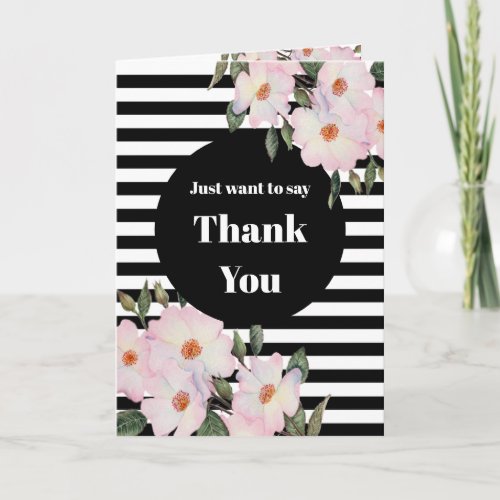 Thank You Wedding Gift Watercolor Roses Stripe Card