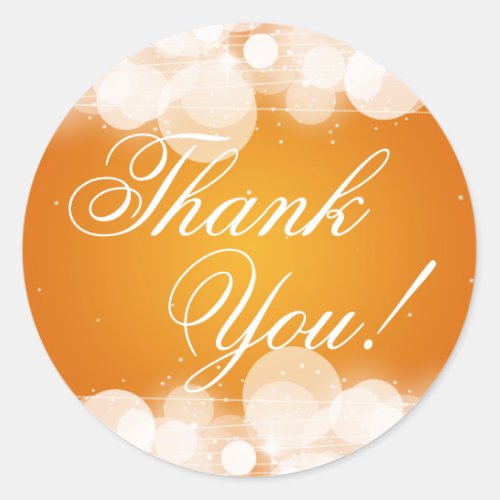 Thank You Wedding Glow  Sparkle Orange Classic Round Sticker