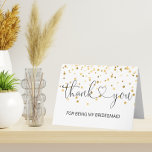 THANK YOU Wedding Gold For Being my BRIDESMAID<br><div class="desc">Modern yet elegant personalized THANK YOU for being my bridesmaid (maid or honor - edit) blank note cards.  Faux gold confetti on white background.  Thank you in script with heart. Personalize them by writing your thank you message.  Perfect for wedding ceremony</div>