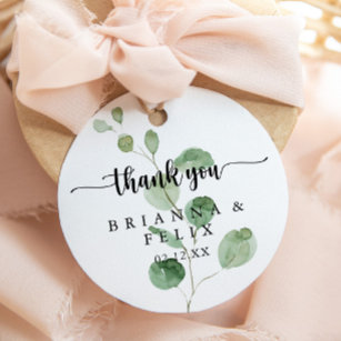 Thank You Wedding Green Delight Eucalyptus Favor   Classic Round Sticker