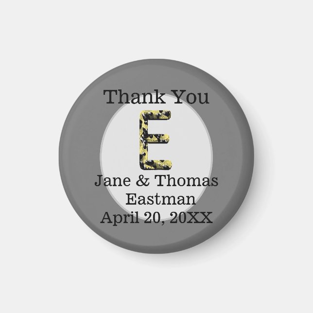 Thank You Wedding Guest Elegant E Monogram Favor Magnet (Front)