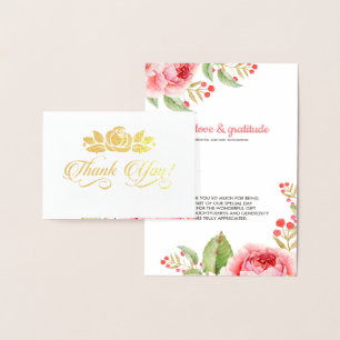 Thank You Wedding Luxury Floral  Foil Card