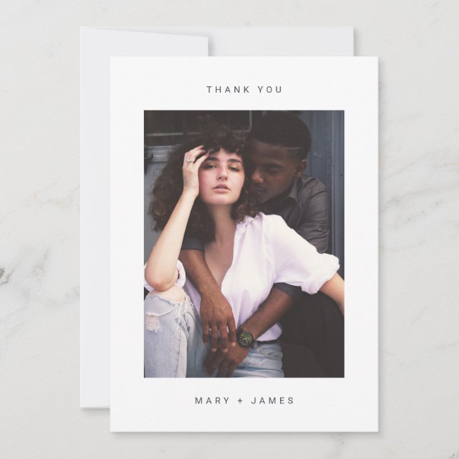 Thank You Wedding Minimalist White Marble cards (Front)