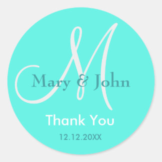 Thank You Wedding Monogram Sticker