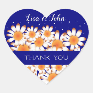 Thank You Wedding Navy Blue Heart Envelope Seal