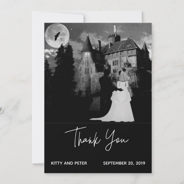 Thank You Wedding October Mansion Halloween Card (Front)
