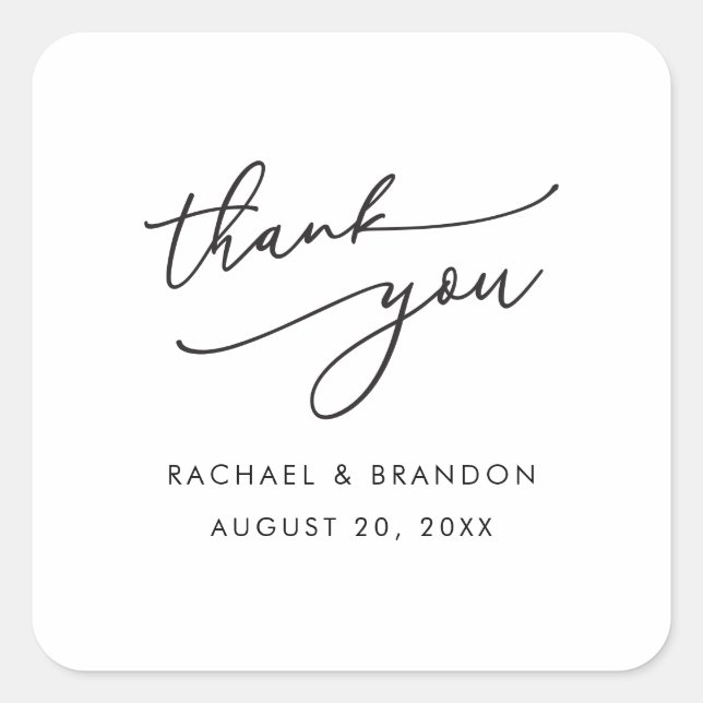 Thank You Wedding Party Favor Sticker Labels (Front)