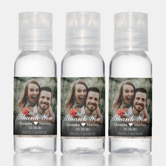Thank You Wedding Personalized Custom Photo Hand Sanitizer (Set)