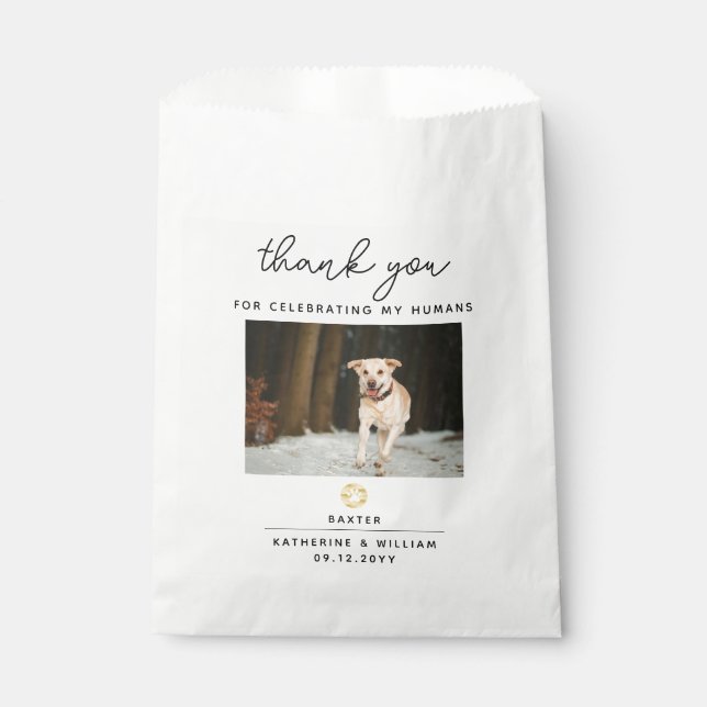 Thank You Wedding Pet Photo Paw Print Favor Bag (Front)
