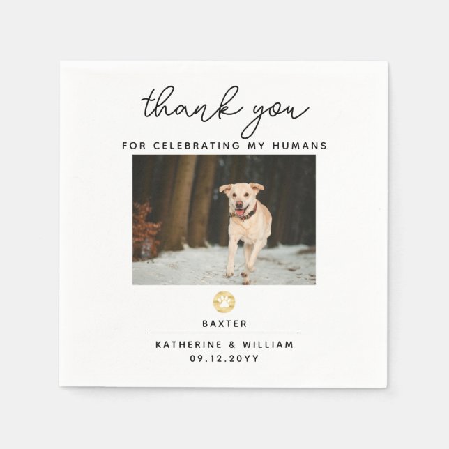 Thank You Wedding Pet Photo Wedding Napkin (Front)