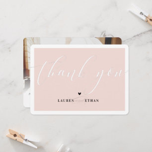 THANK YOU wedding photo elegant black blush pink Invitation