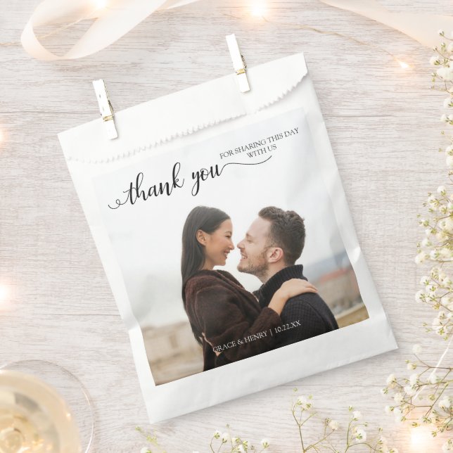 Thank You Wedding Photo Favor Bag (Clipped)