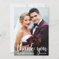 Thank You Wedding Photo Modern Script Card