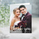 Thank You Wedding Photo Modern Script Note Card<br><div class="desc">Thank You Wedding Photo Modern Script Folded Note Card</div>