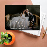Thank You Wedding Photo Real Foil Headline Foil In Foil Invitation<br><div class="desc">Share a beautiful wedding day photo with an elegant thank you headline in real foil. Your choice of gold,  silver or rose gold foil. Use the back to include another photo and/or pen a personal note of gratitude.</div>