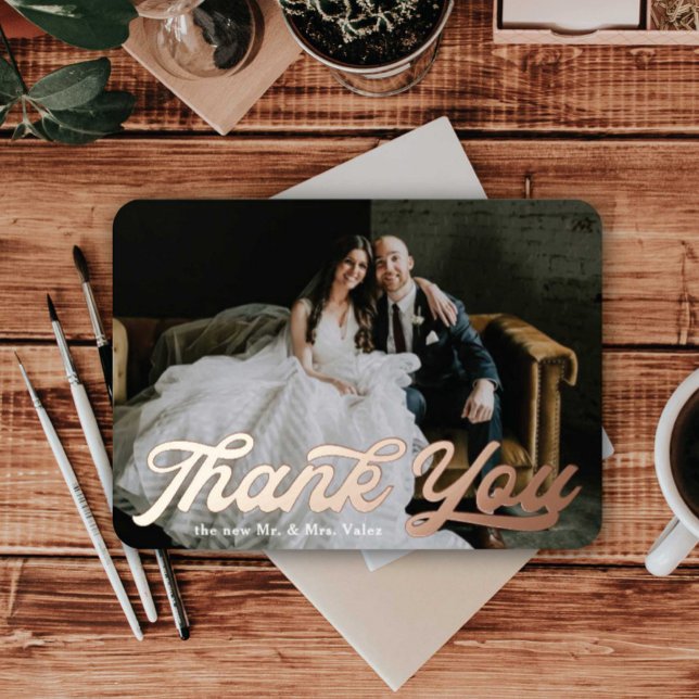 Thank You Wedding Photo Real Foil Headline Foil In Foil Invitation (Creator Uploaded)