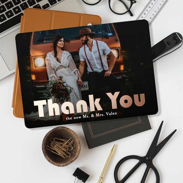 Thank You Wedding Photo Real Foil Headline Foil Invitation (Creator Uploaded)