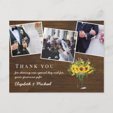 Thank You Wedding Photos Rustic Fall Budget Postcard