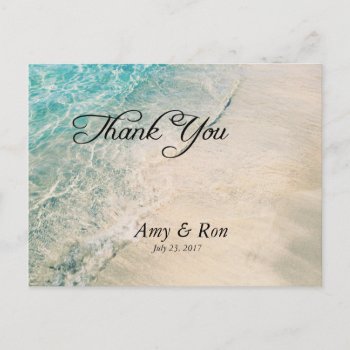 Thank You Wedding Postcard Beach Theme by TheArtyApples at Zazzle
