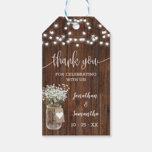 Thank you wedding reception shower rustic favor gift tags