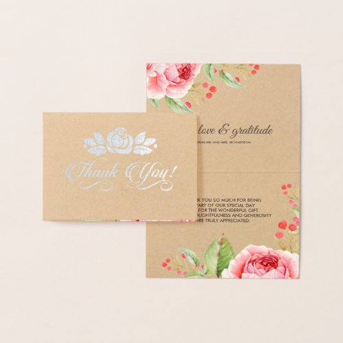 Thank You Wedding Romantic Roses Luxury  Foil Card