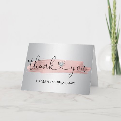 THANK YOU Wedding Rose Gold Silver Grey BRIDESMAID