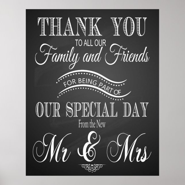 Thank you wedding sign in chalkboard - blackboard (Front)