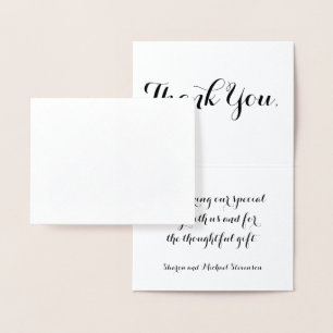 Thank you wedding silver damask pattern foil card