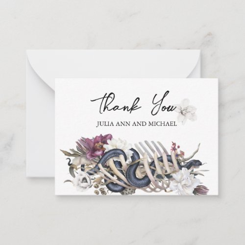 Thank you  Wedding Spooky Halloween Floral Snake  Note Card