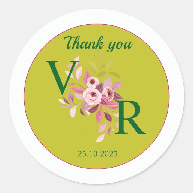 Thank you wedding sticker (Front)