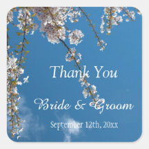 Thank you wedding stickers, cherry blossom