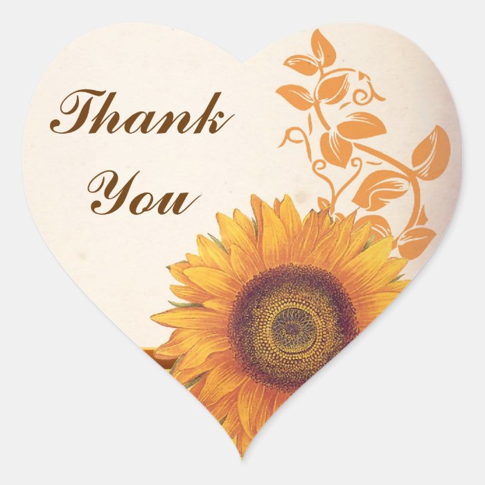 thank you wedding sunflower stickers