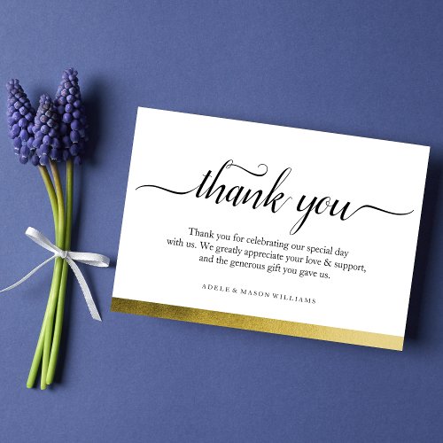 Thank You Wedding Thank You Note Gold Foil Card