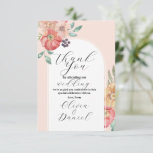 Thank You Wedding Watercolor Florals Engagement Card