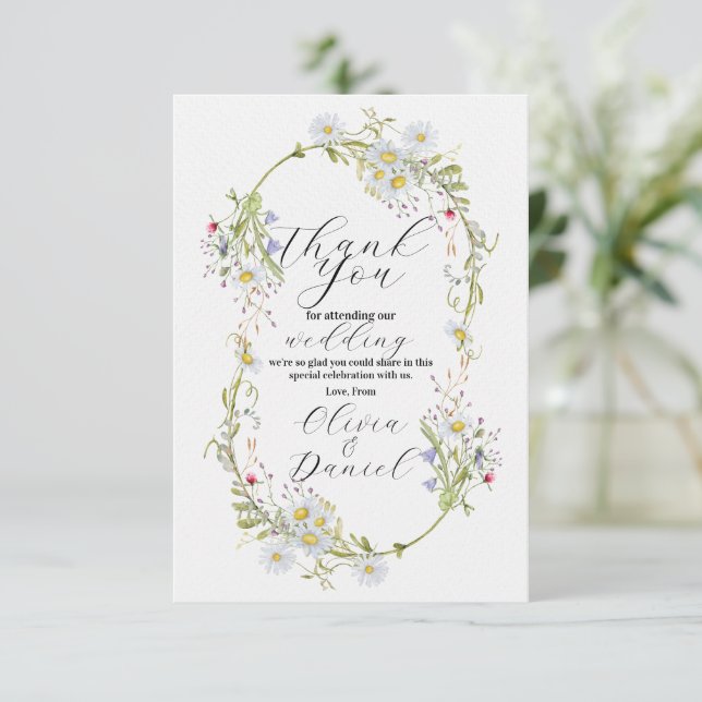 Thank You Wedding Wildflowers Spring Engagement Card (Standing Front)