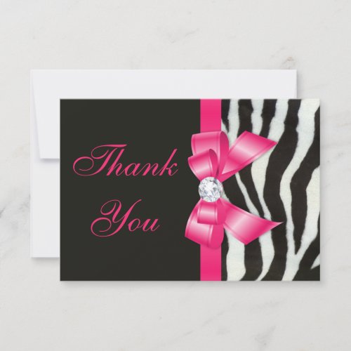 Thank You Wedding Zebra Hot Pink Bow