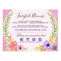 Thank You Whimsical Floral Roses Rustic Pink Wood Postcard