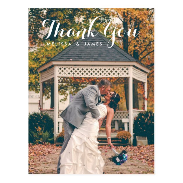 Thank You Whimsical Wedding Photo Postcard