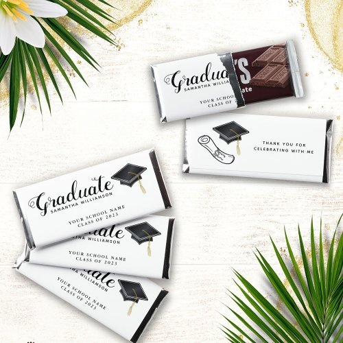 Thank You White and Black 2024 Graduation Party Hershey Bar Favors