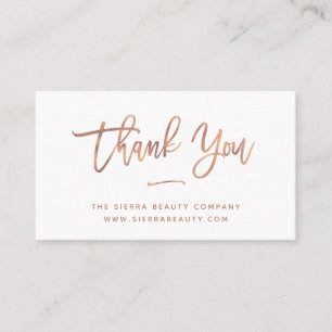 Thank You White and Rose Gold Small Business Business Card