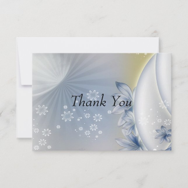 Thank You White Blue Flowers Card (Front)
