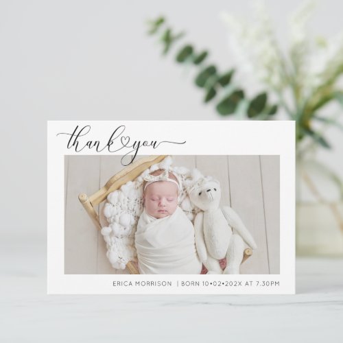 THANK YOU white borders birth announcement