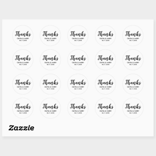 Thank You White Classic Round Sticker | Zazzle