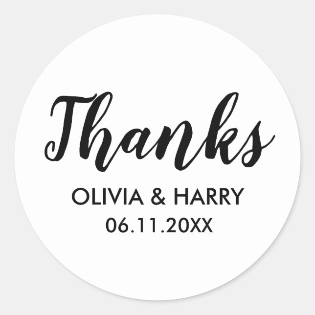 Thank You White Classic Round Sticker (Front)