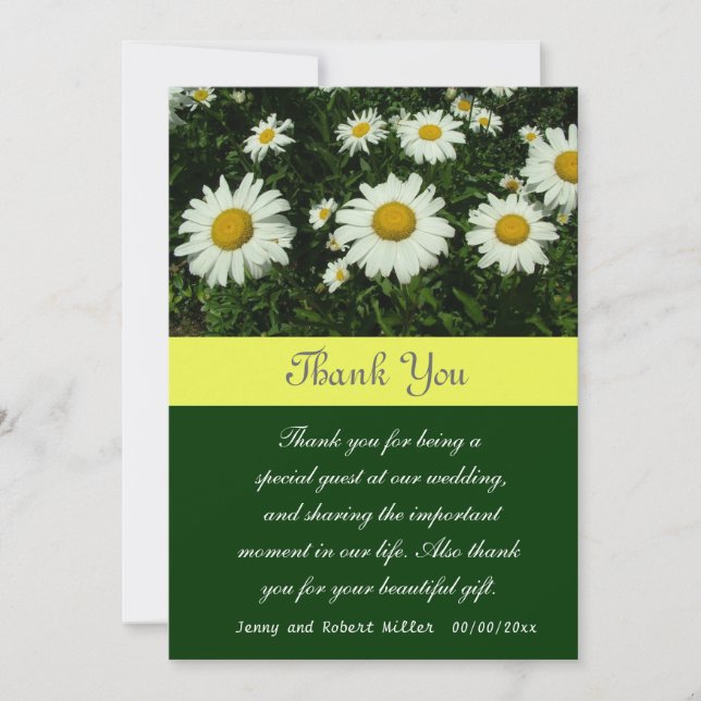 Thank you, white daisy flowers thank you card (Front)