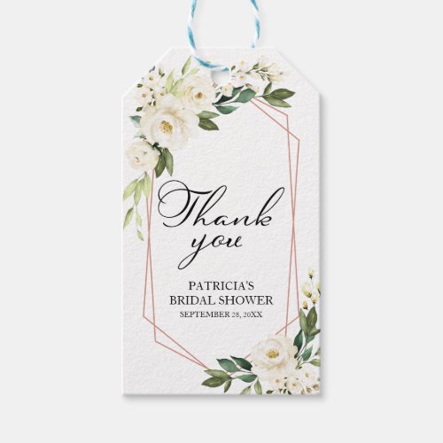 Thank You _ White Flowers Greenery Geometric Gift  Gift Tags