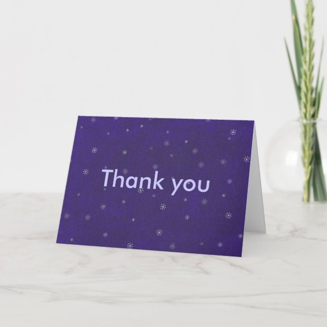 Thank you, White garland on blue, wedding cards (Front)